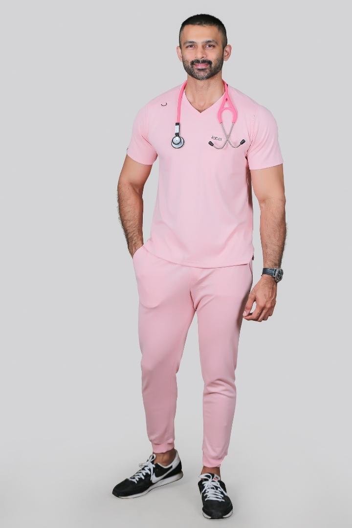 Men's Scrub Top Pastel Pink